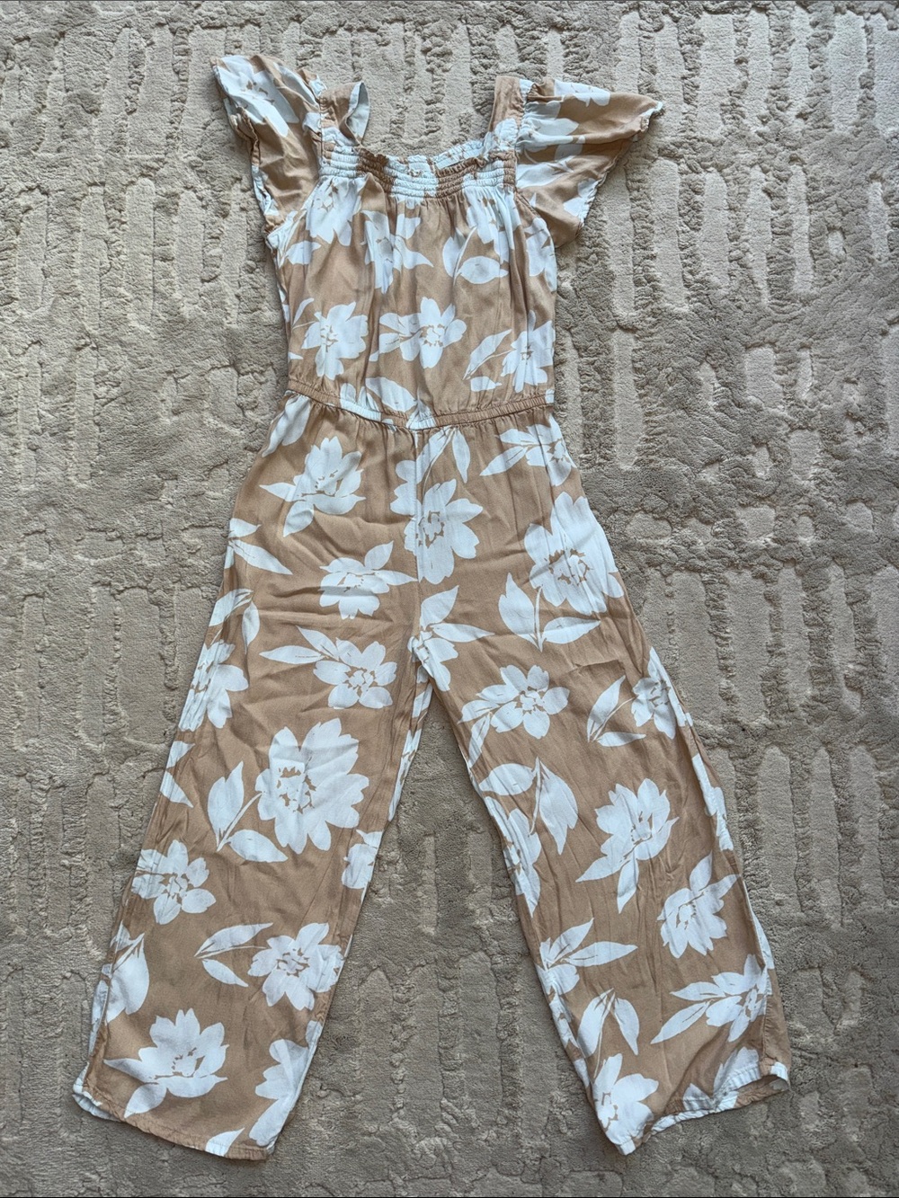 Carter's Beige Jumpsuit with White Floral Print 10 super soft viscose